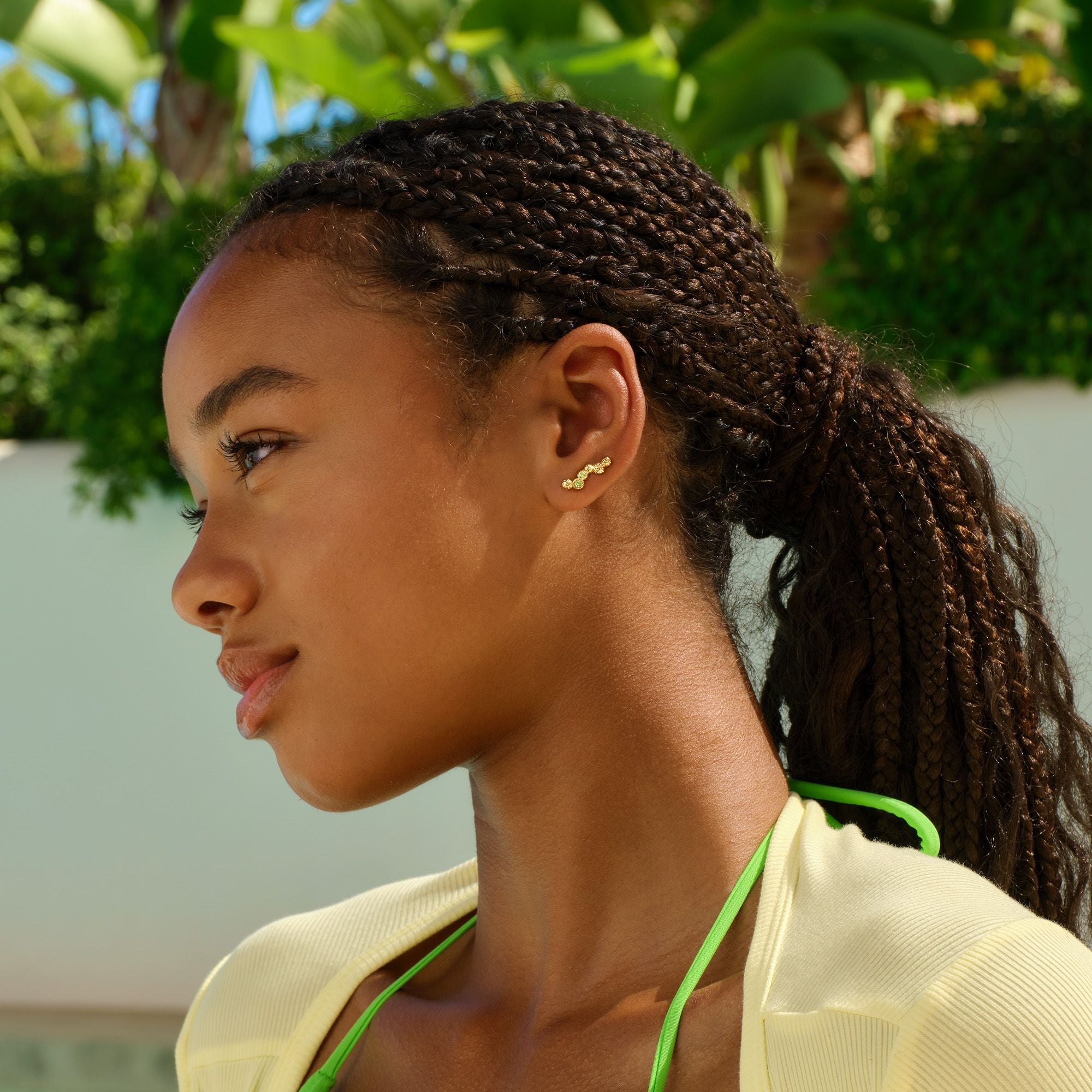 Wavy Gem Dots Earclimbers - Left ear